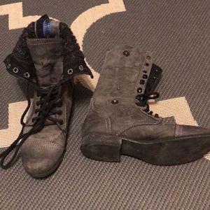 Grey Steve Madden combat boots